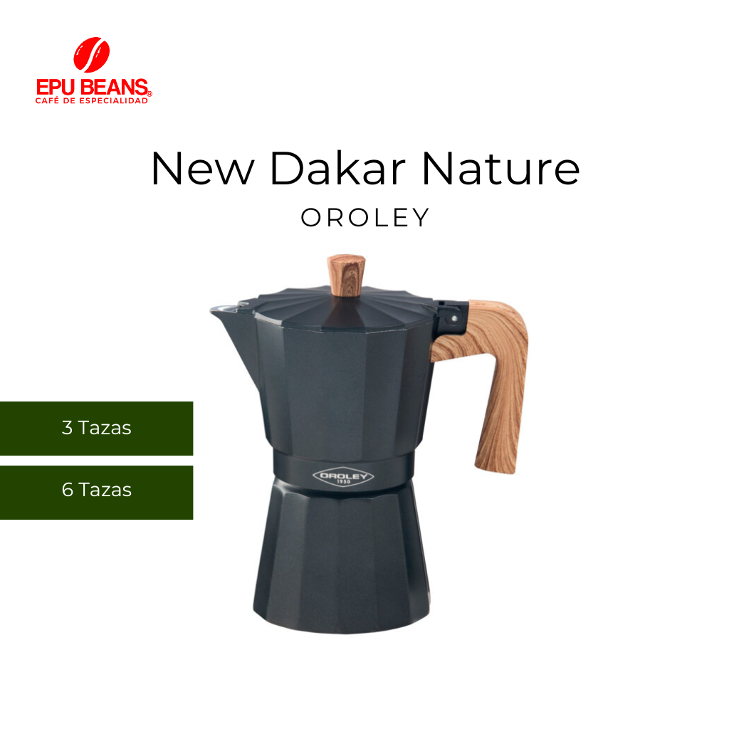 Cafetera Italiana Modelo New Dakar Nature Marca Oroley 3 y 6 tazas