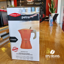 Cargar imagen en el visor de la galería, Cafetera Italiana Inducción Modelo Petra Naranja 6 Tazas Marca Oroley
